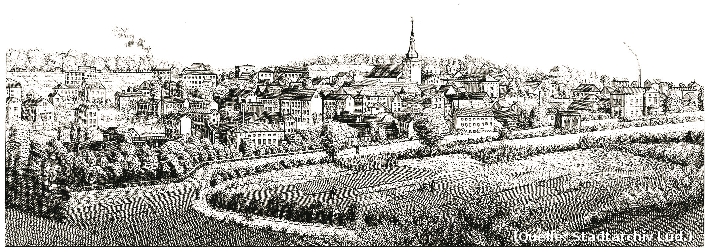 Foto: Die Zeichnung zeigt eine Stadtansicht von Lüdenscheid.